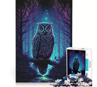 Jigsaws for Adults1000 Pieces Owl in Night Forrest Toy Wall Decor Challenging To Complete Deal As Gifts for The Whole Family 38x26cm