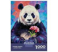 Jigsaws for Adults1000 Pieces Panda with Flower Painting Jigsaws for Adults Hands-on Game Difficult Challenge Help The Brain Exercise 70x50cm/1000pcs