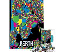 Jigsaws for Adults1000 Pieces Perth Pop Art Colorful City Map Jigsaw Puzzles for Adults Family Activities Train Your Brain And Hands Beautiful Design Game (Size 50x75cm)