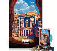 Jigsaws for Adults1000 Pieces Petra, Jordan Travel Poster Smooth Cut Art Creative Brain Game Leisure Time Fun Christmas Calm Gift (50x75cm)
