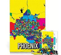 Jigsaws for Adults1000 Pieces Phoenix Colorful City Map Smooth Cut Art Creative Brain Game Leisure Time Fun Christmas Calm Gift (38x26cm)