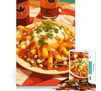 Jigsaws for Adults1000 Pieces Poutine with Canadian Maple Syrup Bottles Smooth Cut Art Creative Brain Game Leisure Time Fun Christmas Calm Gift (38x26cm)