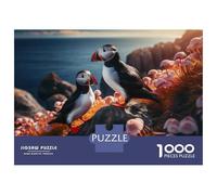 Jigsaws for Adults1000 Pieces Puffin Birds on Rocks Jigsaws for Adults Hands-on Game Difficult Challenge Help The Brain Exercise 52x38cm/1000pcs