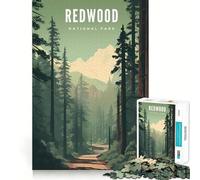 Jigsaws for Adults1000 Pieces Redwood National Park Smooth Cut Art Creative Brain Game Leisure Time Fun Christmas Calm Gift (50x75cm)