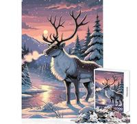Jigsaws for Adults1000 Pieces Reindeer in Winter Wonderland Educational Toy Gift For Birthdays Hands-on Game Artists Collection, Fine Art Size 38x26cm