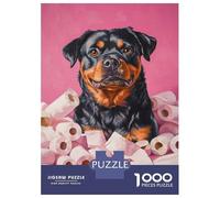 Jigsaws for Adults1000 Pieces Rottweiler with Toilet Paper Jigsaws for Adults Hands-on Game Difficult Challenge Help The Brain Exercise 52x38cm/1000pcs