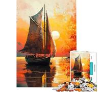 Jigsaws for Adults1000 Pieces Sailboat Sunset Landscape Help The Brain Exercise Learning Educational Brain Teaser Game for Age 14+ Game (50x75cm)