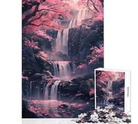 Jigsaws for Adults1000 Pieces Sakura Trees And Waterfall Educational Toy Secret Santa Gifts Impossible Game with Matching Poster And Trivia Sheet (Size 50x75cm)