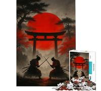 Jigsaws for Adults1000 Pieces Samurai Duel Under Red Sun Fun at Home Activities, Pattern Assembly Hands-on Game for And 14 Years And over (38X26CM)
