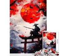 Jigsaws for Adults1000 Pieces Samurai Under Blood Moon Educational Games Suitable for Couples Toy Wall Decor Help The Brain Exercise (38X26CM)