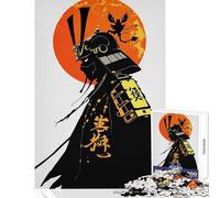 Jigsaws for Adults1000 Pieces Samurai Warrior Silhouette with Rising Sun Jigsaw Puzzles for Adults Family Activities Train Your Brain And Hands Beautiful Design Game (50x75cm)