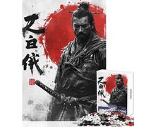 Jigsaws for Adults1000 Pieces Samurai Warrior with Katana And Calligraphy Educational Toy Gift For Birthdays Hands-on Game Artists Collection, Fine Art Size 50x75cm