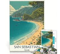 jigsaws for adults1000 pieces San Sebastián Beach Poster | Enhance memory for the whole family Unique gifts for birthday and Christmas 38x52cm