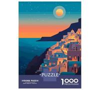 Jigsaws for Adults1000 Pieces Santorini Sunset Jigsaw for Adults Brain Teaser Game Staycation Kill Time for Birthday, Chrismas 52x38cm/1000pcs