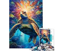 Jigsaws for Adults1000 Pieces Sea Turtle Stained Glass Help The Brain Exercise Learning Educational Brain Teaser Game for Age 14+ Game (38x26cm)
