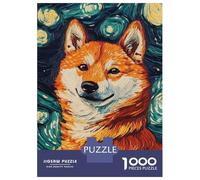 Jigsaws for Adults1000 Pieces Shiba Starry Night Jigsaws for Adults Hands-on Game Difficult Challenge Help The Brain Exercise 52x38cm/1000pcs