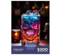 Jigsaws for Adults1000 Pieces Skull-Shaped Cocktail Glass Jigsaw for Adults Relax Games Analysis And Logic Deal As Gifts for The Whole Family 38x26cm/1000pcs
