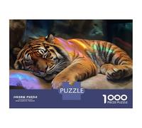 Jigsaws for Adults1000 Pieces Sleeping Tiger with Rainbow Light Jigsaw Puzzle Relaxing Games Birthday Present Deal As Gifts for The Whole Family 38x26cm/1000pcs