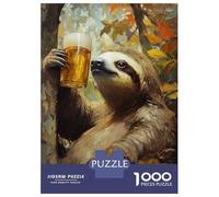 Jigsaws for Adults1000 Pieces Sloth Sipping Beer Jigsaws for Adults Hands-on Game Difficult Challenge Help The Brain Exercise 52x38cm/1000pcs