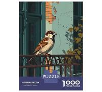 Jigsaws for Adults1000 Pieces Sparrows Perched on Fence Jigsaws for Adults Hands-on Game Difficult Challenge Help The Brain Exercise 52x38cm/1000pcs