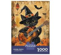 Jigsaws for Adults1000 Pieces Spooky Cat & Pumpkins Jigsaw Puzzle Relaxing Games Birthday Present Deal As Gifts for The Whole Family 38x26cm/1000pcs