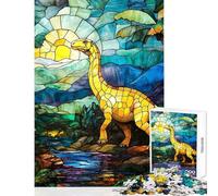 Jigsaws for Adults1000 Pieces Stained Glass Dinosaur Impossible Game Birthday Present Home Decoration Toys Help The Brain Exercise (50x75cm)