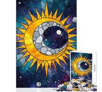Jigsaws for Adults1000 Pieces Stained Glass Sun And Moon Galaxy Educational Games Suitable for Couples Toy Wall Decor Help The Brain Exercise (50X75CM)