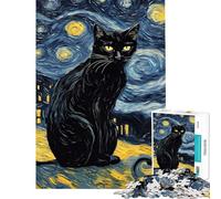 Jigsaws for Adults1000 Pieces Starry Night Cat Help The Brain Exercise Learning Educational Brain Teaser Game for Age 14+ Game (38x52cm)