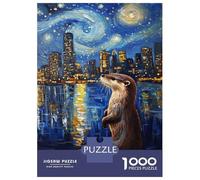 Jigsaws for Adults1000 Pieces Starry Night Otter -3 Jigsaws for Adults Hands-on Game Difficult Challenge Help The Brain Exercise 52x38cm/1000pcs