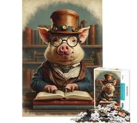 Jigsaws for Adults1000 Pieces Steampunk Book Smart Pig Adult Jigsaw Puzzles Difficult Challenge for Birthday, Chrismas Unique Birthday And Xmas Gifts (50x75cm)