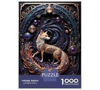 Jigsaws for Adults1000 Pieces Steampunk Red Fox Art Deco Jigsaw for Adults Brain Teaser Game Staycation Kill Time for Birthday, Chrismas 38x26cm/1000pcs