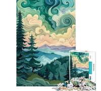 Jigsaws for Adults1000 Pieces Swirling Mountain Landscape Help The Brain Exercise Learning Educational Brain Teaser Game for Age 14+ Game (38x26cm)