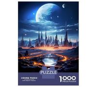 Jigsaws for Adults1000 Pieces The Moon Future City Night Jigsaw for Adults Brain Teaser Game Staycation Kill Time for Birthday, Chrismas 38x26cm/1000pcs
