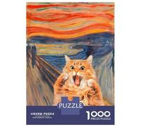 Jigsaws for Adults1000 Pieces The Scream Cat Jigsaws for Adults Hands-on Game Difficult Challenge Help The Brain Exercise 52x38cm/1000pcs