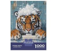Jigsaws for Adults1000 Pieces Tiger in A Bath Jigsaw Puzzle Relaxing Games Birthday Present Deal As Gifts for The Whole Family 38x26cm/1000pcs