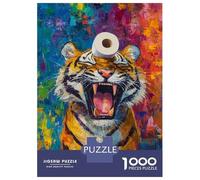 Jigsaws for Adults1000 Pieces Tiger Roar with Roll Jigsaws for Adults Hands-on Game Difficult Challenge Help The Brain Exercise 52x38cm/1000pcs