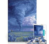 Jigsaws for Adults1000 Pieces Tornado over Bluebonnet Field Practical Game But Fun And Humorous Suitable for Desktop Decoration 38x26cm