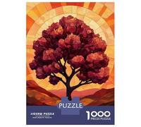 Jigsaws for Adults1000 Pieces Tree Silhouette Sunset Stanied Glass Jigsaw for Adults Brain Teaser Game Staycation Kill Time for Birthday, Chrismas 52x38cm/1000pcs