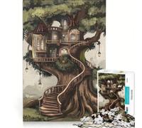 Jigsaws for Adults1000 Pieces Treehouse Nestled within The Branches, Fun Games, Decompressing Intellectual, Enhance Love between Couples 38x26cm