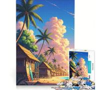Jigsaws for Adults1000 Pieces Tropical Beach Huts And Palm Trees, Hands-on Game, Analysis And Logic, Gifts for Friends And Family 38x52cm