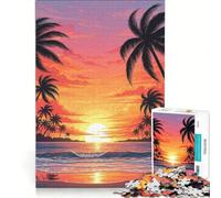 Jigsaws for Adults1000 Pieces Tropical Beach Sunset with Palm Trees, Hands-on Game, Analysis And Logic, Gifts for Friends And Family 38x52cm
