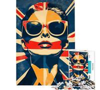 Jigsaws for Adults1000 Pieces Union Jack Woman Fun at Home Activities, Pattern Assembly Handson Game for And 14 Years And over (38X52cm)