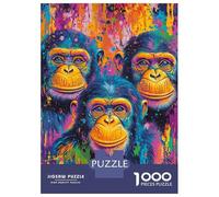 Jigsaws for Adults1000 Pieces Vibrant Monkeys -2 Jigsaws for Adults Hands-on Game Difficult Challenge Help The Brain Exercise 52x38cm/1000pcs