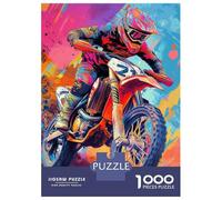 Jigsaws for Adults1000 Pieces Vibrant Motocross Rider in Action Jigsaws for Adults Hands-on Game Difficult Challenge Help The Brain Exercise 38x26cm/1000pcs