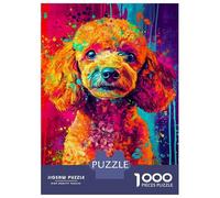 Jigsaws for Adults1000 Pieces Vibrant Poodle Art Jigsaws for Adults Hands-on Game Difficult Challenge Help The Brain Exercise 38x26cm/1000pcs