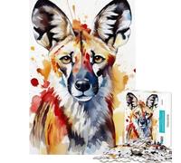 Jigsaws for Adults1000 Pieces WatercolorPainted Wild Dog Help The Brain Exercise Learning Educational Brain Teaser Game for Age 14+ Game (38x52cm)