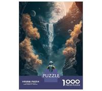 Jigsaws for Adults1000 Pieces Waterfall Astronaut Space Jigsaw for Adults Brain Teaser Game Staycation Kill Time for Birthday, Chrismas 70x50cm/1000pcs