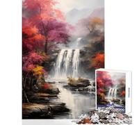Jigsaws for Adults1000 Pieces Waterfall in Autumn Forest Jigsaw for Teenagers Precision Cutting Train Your Brain And Hands for Is Ideal As A Gifts (38x26cm)