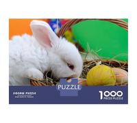 Jigsaws for Adults1000 Pieces White Beautiful Rabbit Eas Adult Jigsaw Puzzle Brain Teaser Game Enhance Memory Stress Reduction Gifts 52x38cm/1000pcs