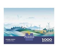 Jigsaws for Adults1000 Pieces Wind Turbine Farm Landscape Jigsaw for Adults Relax Games Analysis And Logic Deal As Gifts for The Whole Family 52x38cm/1000pcs
